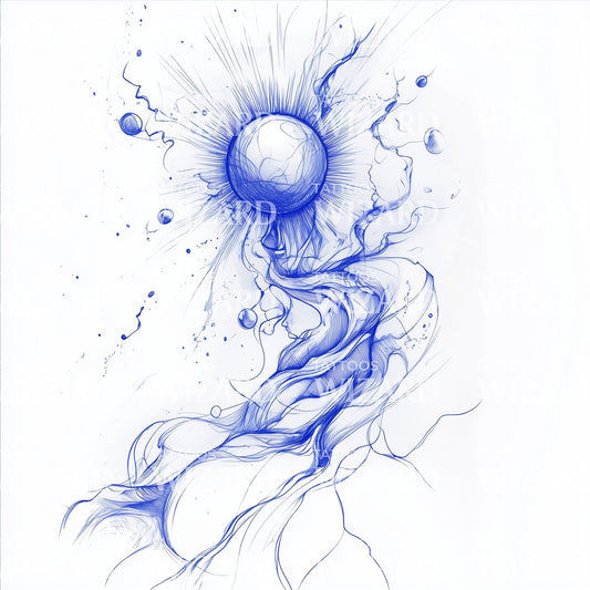 Flowing Sun Tattoo Illustration