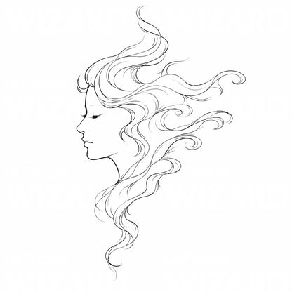 Flowing Woman Profile Tattoo Design