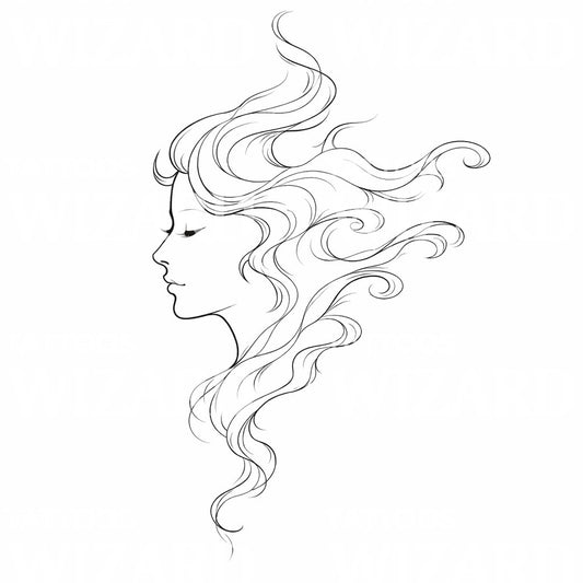 Flowing Woman Profile Tattoo Design