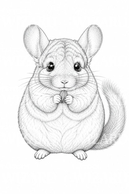 Ilustración de tatuaje de chinchilla esponjosa