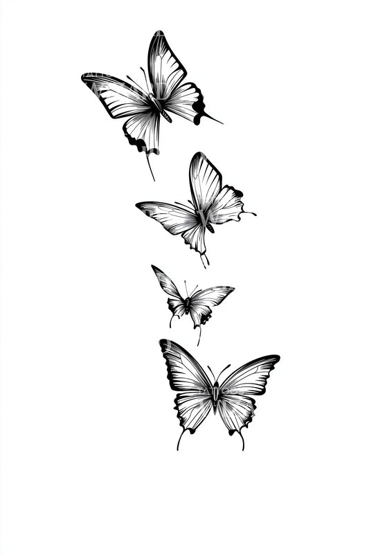 Fluttering Butterflies Cluster Tattoo Design