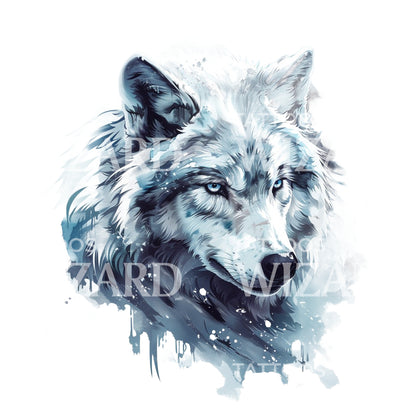 Majestic Direwolf Portrait Tattoo Design