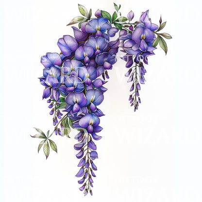 Serene Wisteria Flower Tattoo Design
