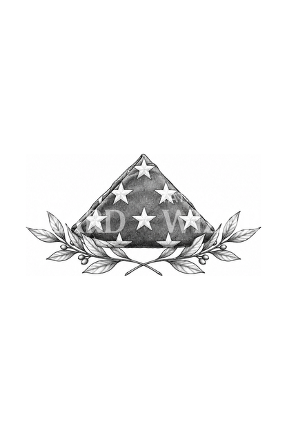 Folded Memorial Flag with Laurel Tattoo