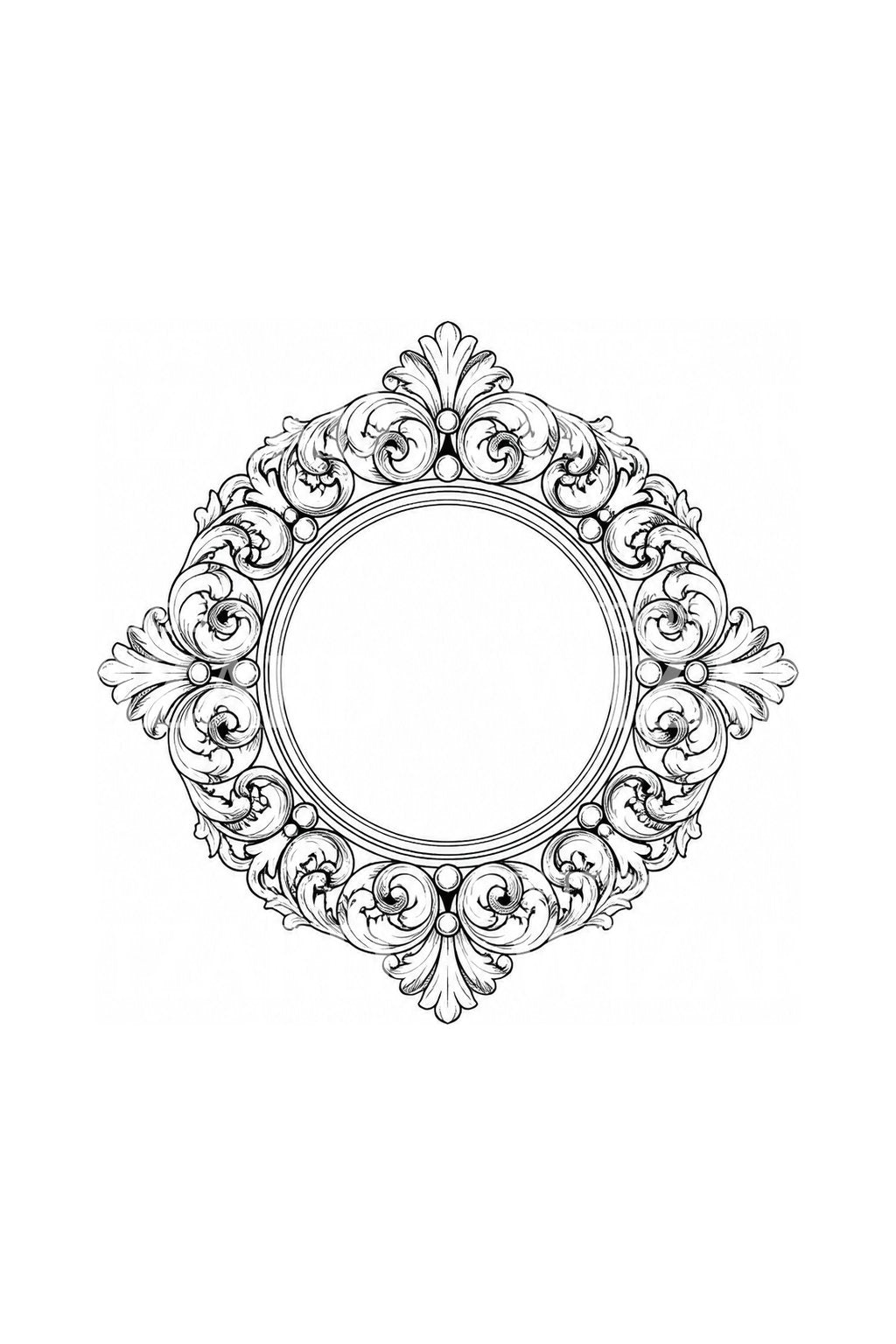 Foliate Carved Oculus Ring Tattoo Design