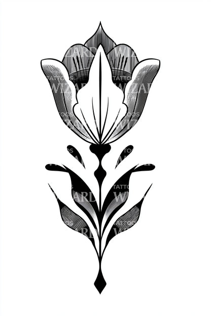 Folk Petal Crest Tattoo Design