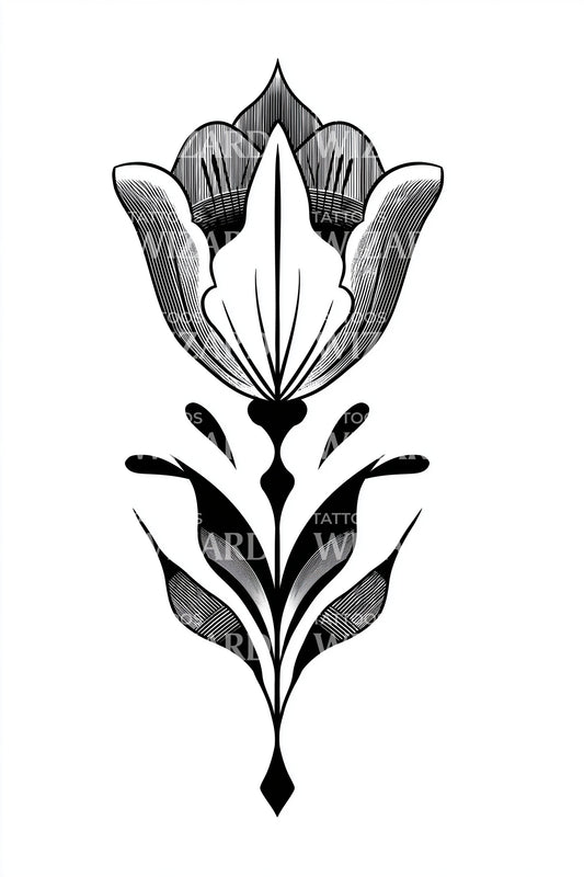 Folk Petal Crest Tattoo Design