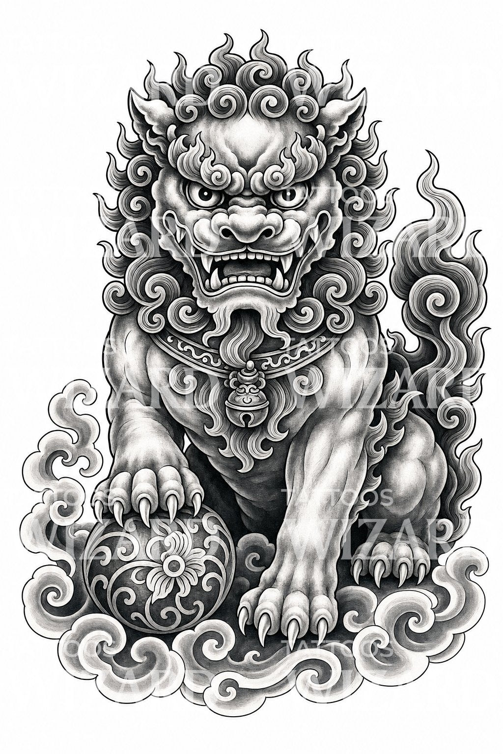 Desain Tato Irezumi Foo Dog Guardian