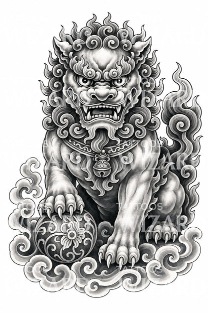 Desain Tato Irezumi Foo Dog Guardian