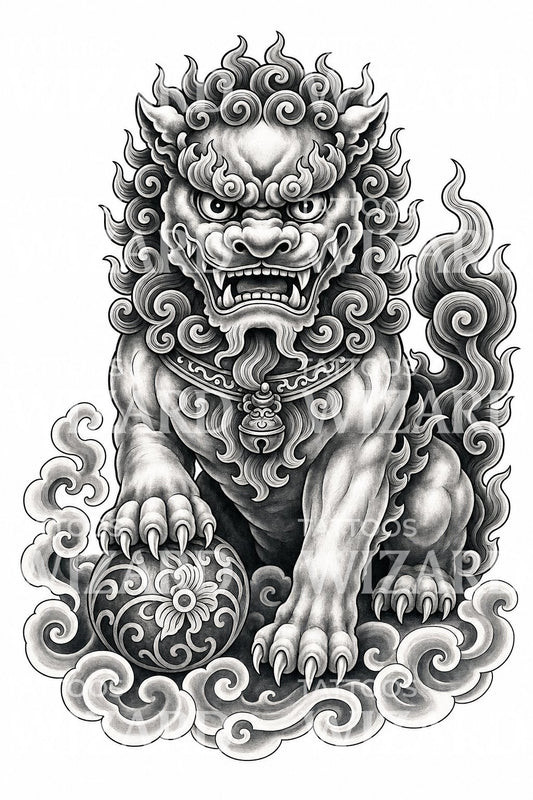 Desain Tato Irezumi Foo Dog Guardian