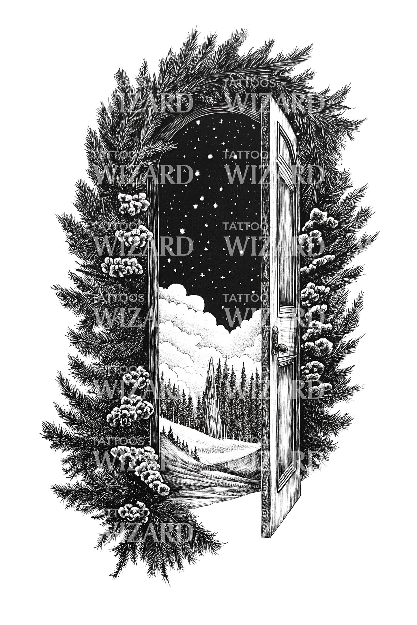 Forest Doorway Portal Tattoo Design