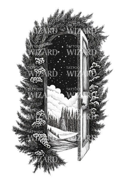 Forest Doorway Portal Tattoo Design