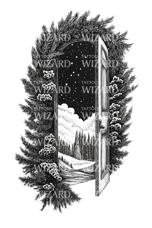 Forest Doorway Portal Tattoo Design