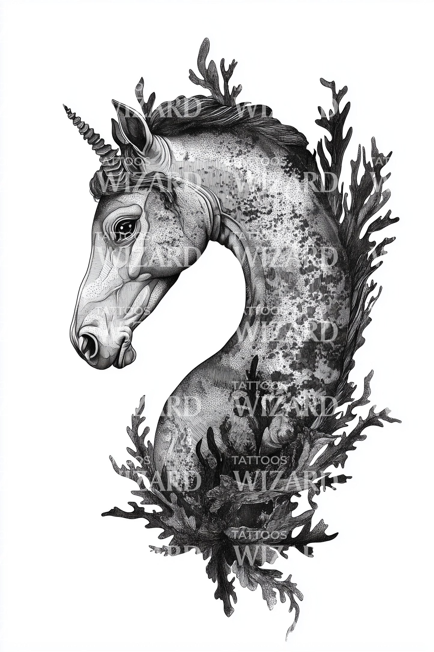 Forest Horse Portrait Tattoo Design