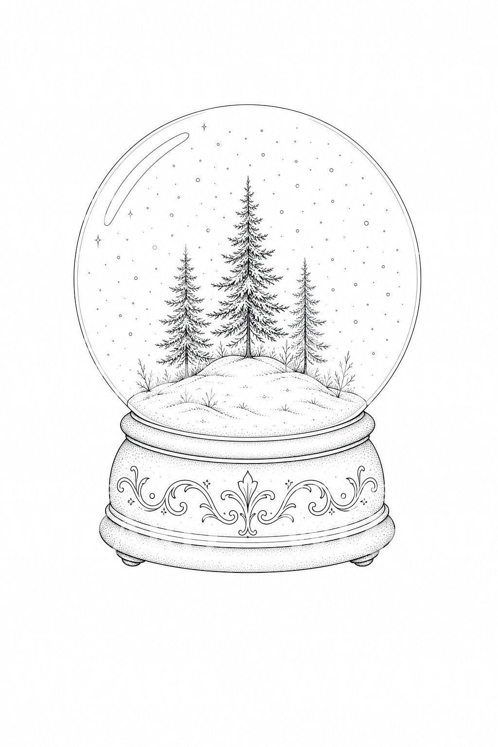 Wald-Schneekugel Tattoo-Design