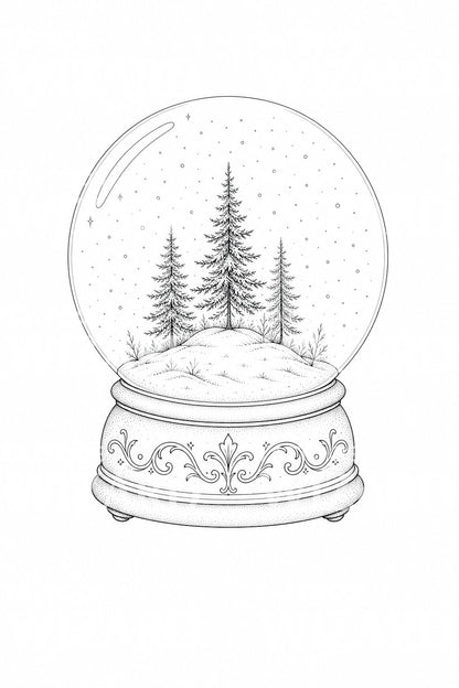 Wald-Schneekugel Tattoo-Design