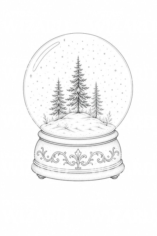 Wald-Schneekugel Tattoo-Design