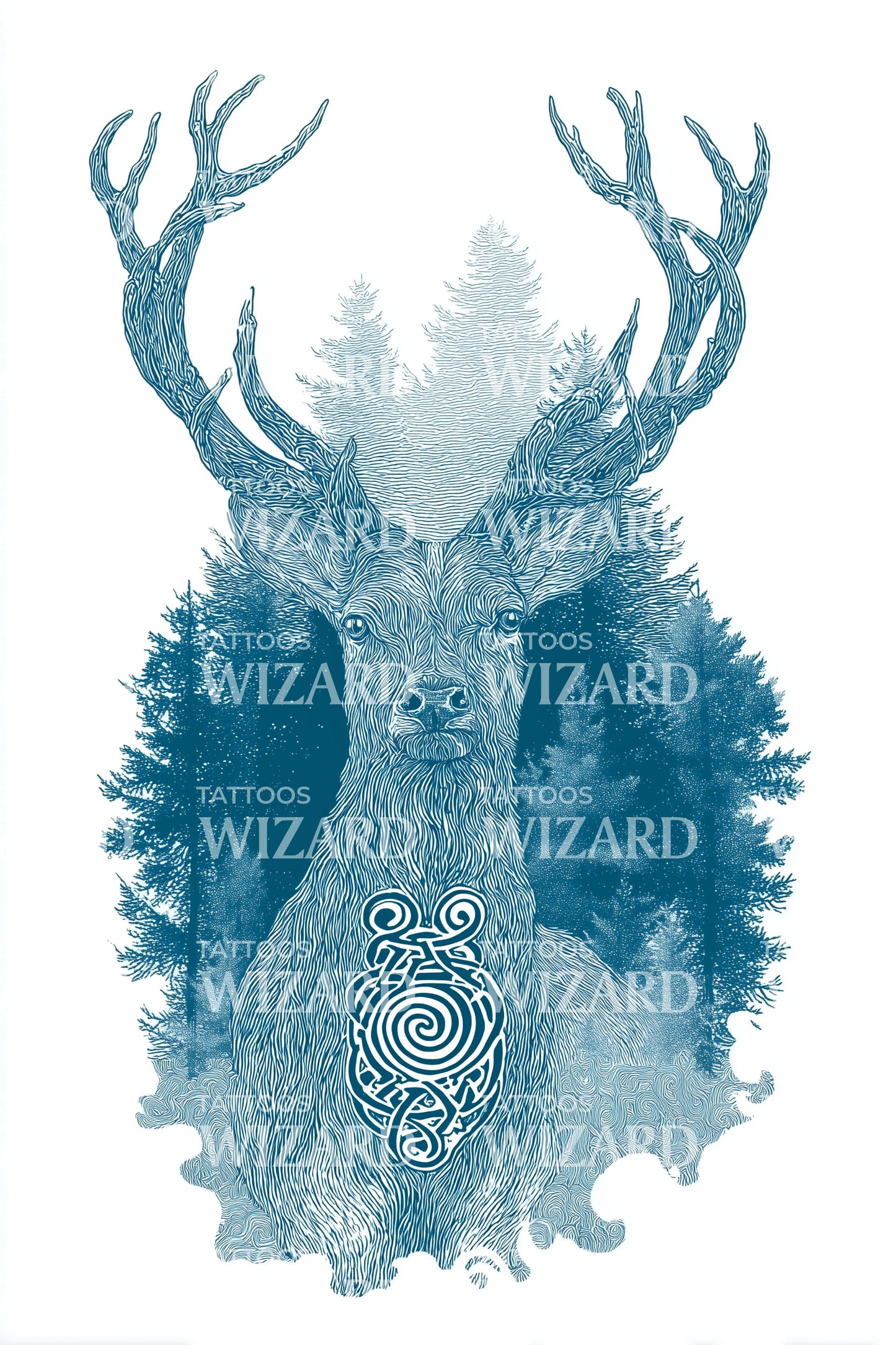 Design del tatuaggio cervo spirito della foresta