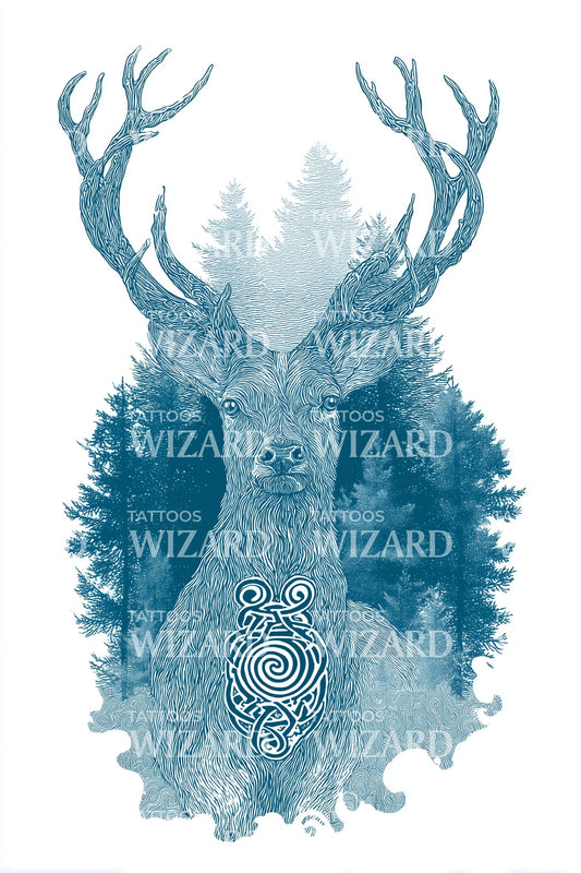 Forest Spirit Stag Tattoo Design
