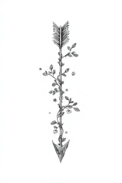 Forest Sprig Arrow Tattoo Design