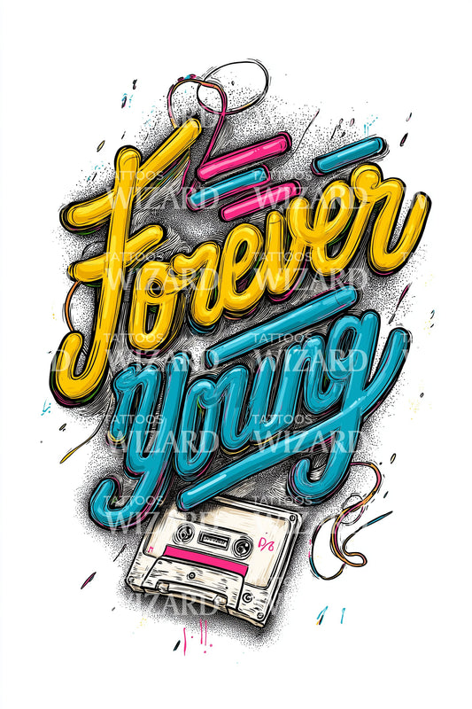 Forever Young Cassette Tattoo Illustration