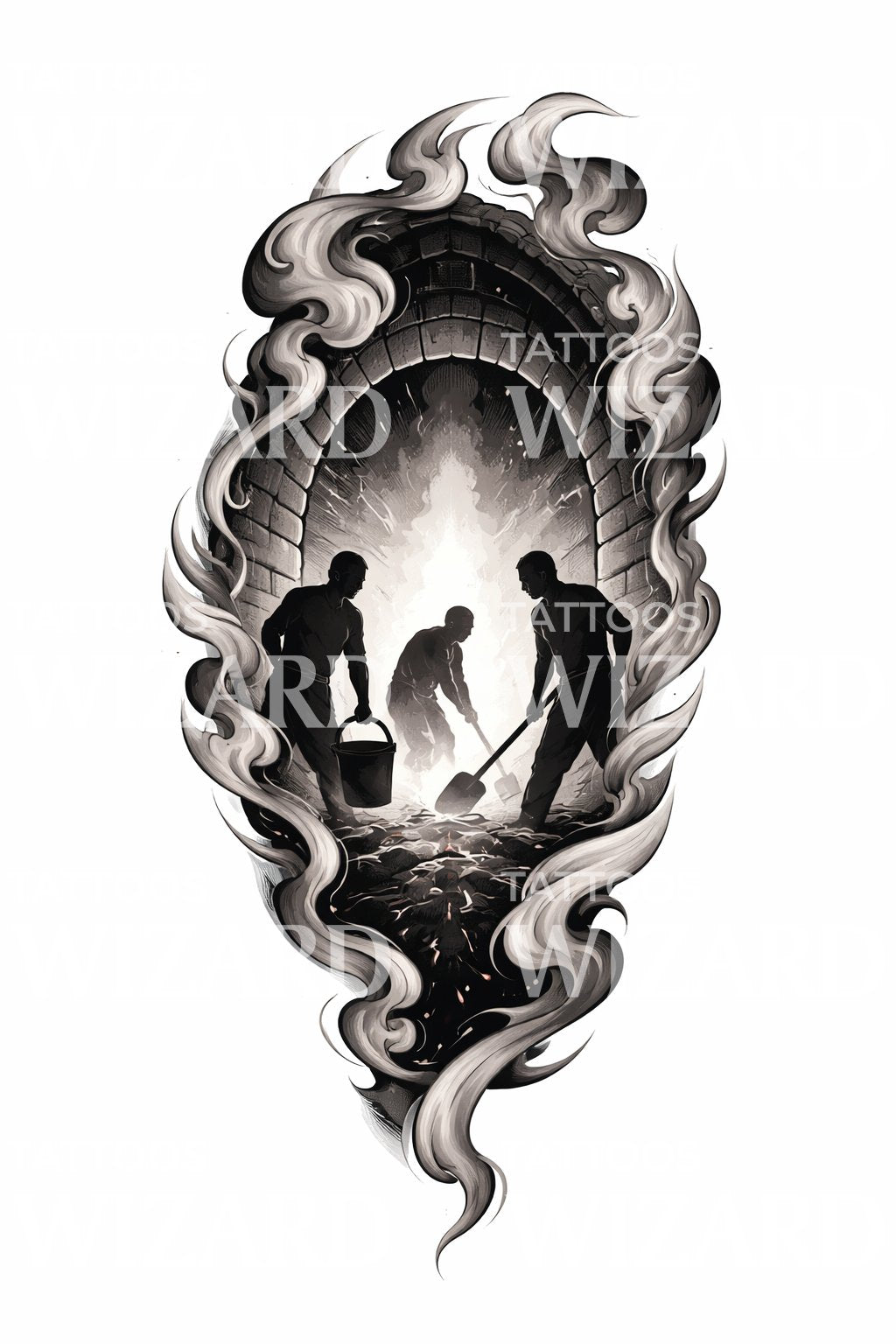 Forge Workers Flame Tattoo Design