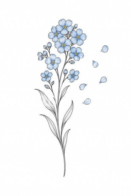 Forget Me Not Remembrance Tattoo Design