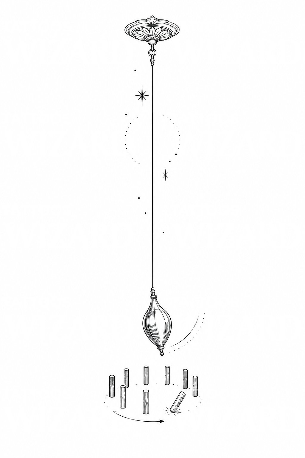 Foucault Pendulum Turning Earth Tattoo Design