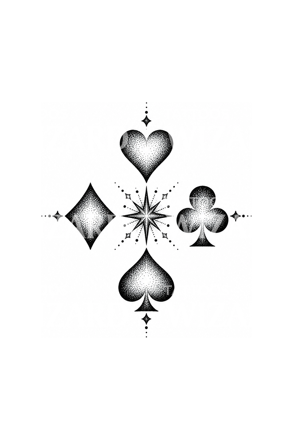 Custom Card Suits Four Card Suits Dotwork Star Tattoo – Tattoos Wizard Designs