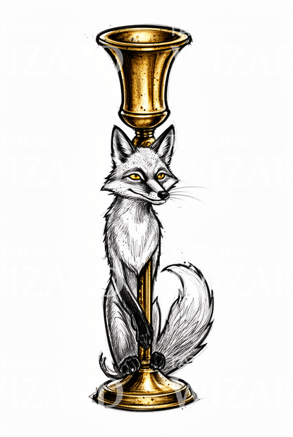 Fox Candlestick Tattoo Design