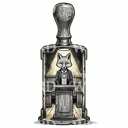 Renard au Tampon du Tribunal Design de Tatouage