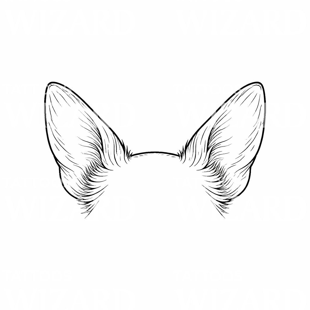 Fox Ears Outline Tattoo Design