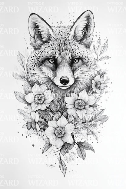 狐の花の肖像タトゥーイラスト