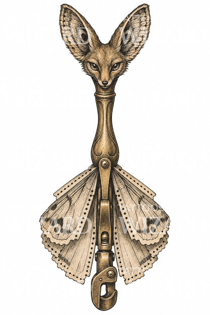 Ilustración de tatuaje de híbrido zorro-polilla