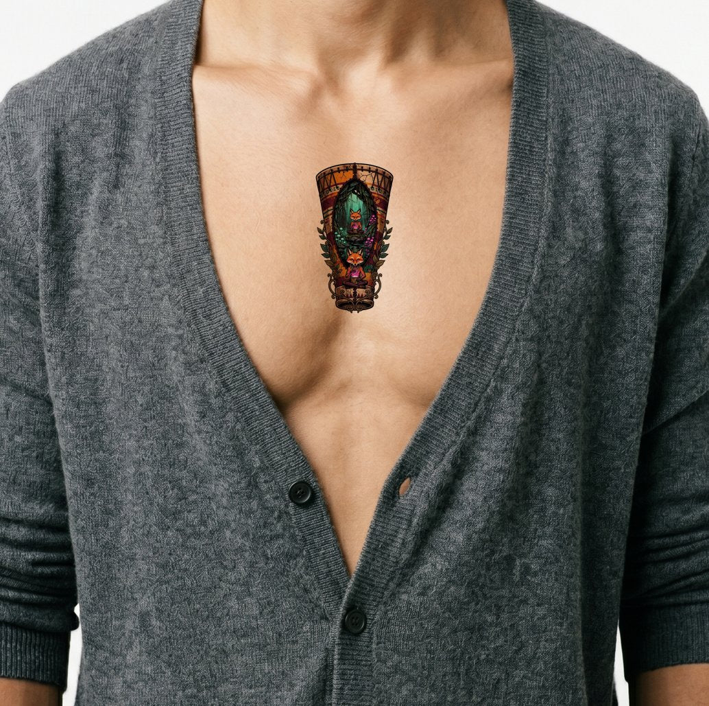 Diseño de Tatuaje de Zorro Chamán Místico