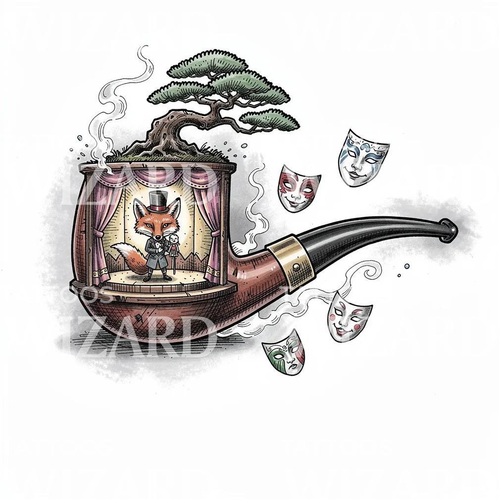 Fox Theatre Pipe Tattoo Illustration