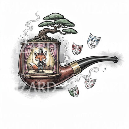 Fox Theatre Pipe Tattoo Illustration