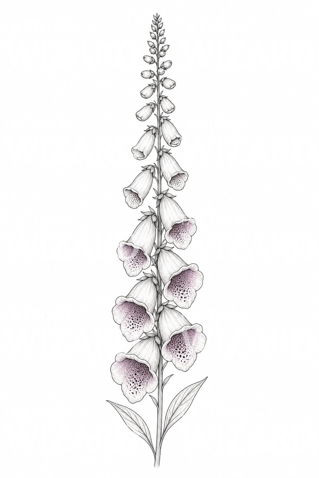 Foxglove Spire Fine Line Tattoo Design