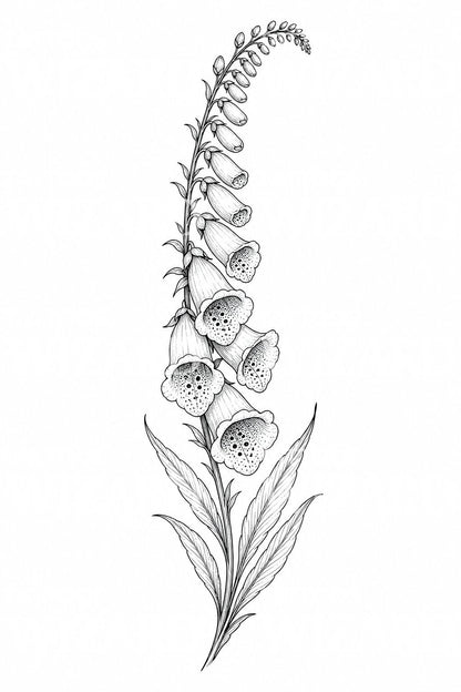 Illustration de tatouage de tige de digitale