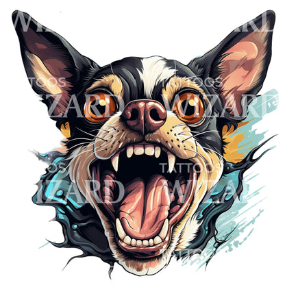 Fierce Chihuahua New School Tattoo Design