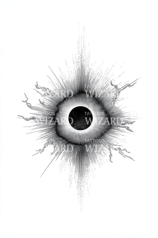 Fractal Eclipse Eye Tattoo Design