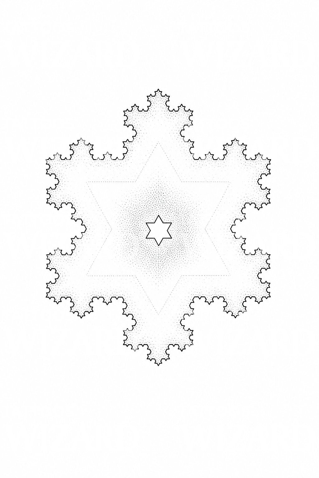 Ilustrace tetování fraktální geometrie sněhové vločky