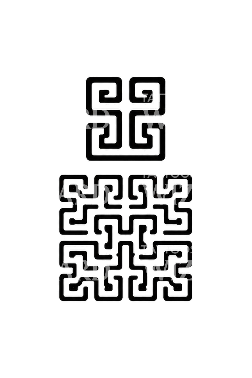 Fractal Meander Blackwork Tattoo Design