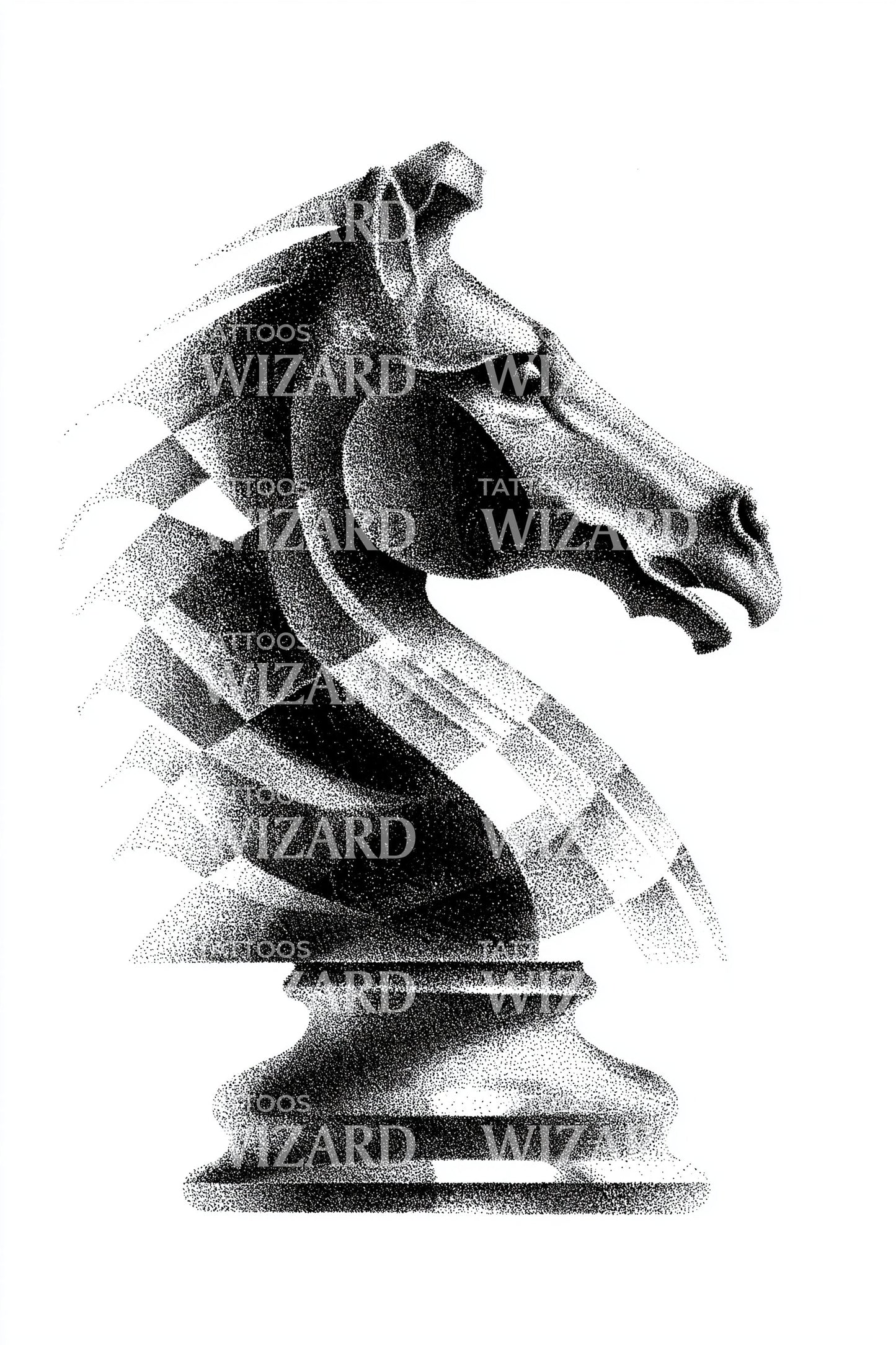 Fragmented Knight Chess Tattoo Design