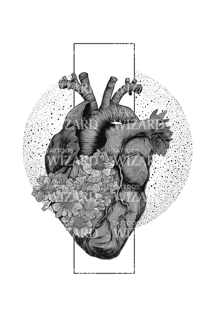 Diseño de tatuaje de corazón enmarcado