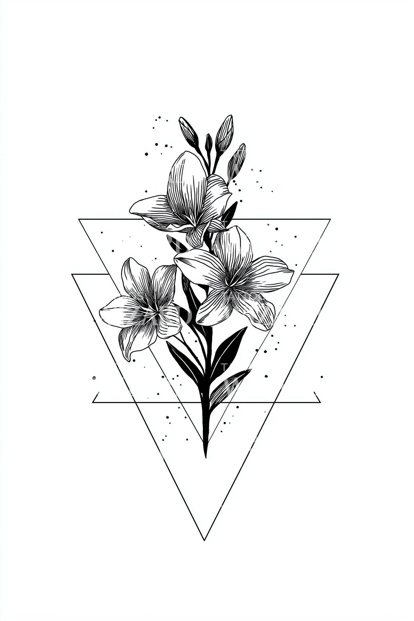 Desain Tato Batang Melati Berbingkai