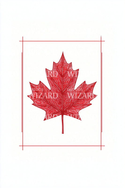 Framed Maple Leaf Tattoo Design