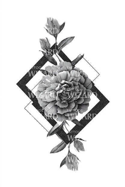 Gerahmtes Pfingstrosen-Pfeil-Tattoo-Design