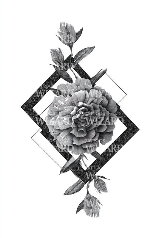 Gerahmtes Pfingstrosen-Pfeil-Tattoo-Design