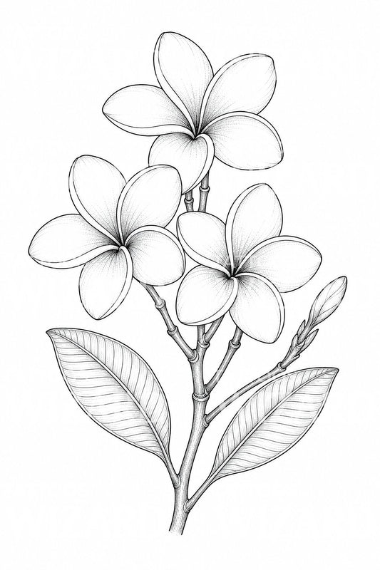 Desain tato rangkaian frangipani plumeria